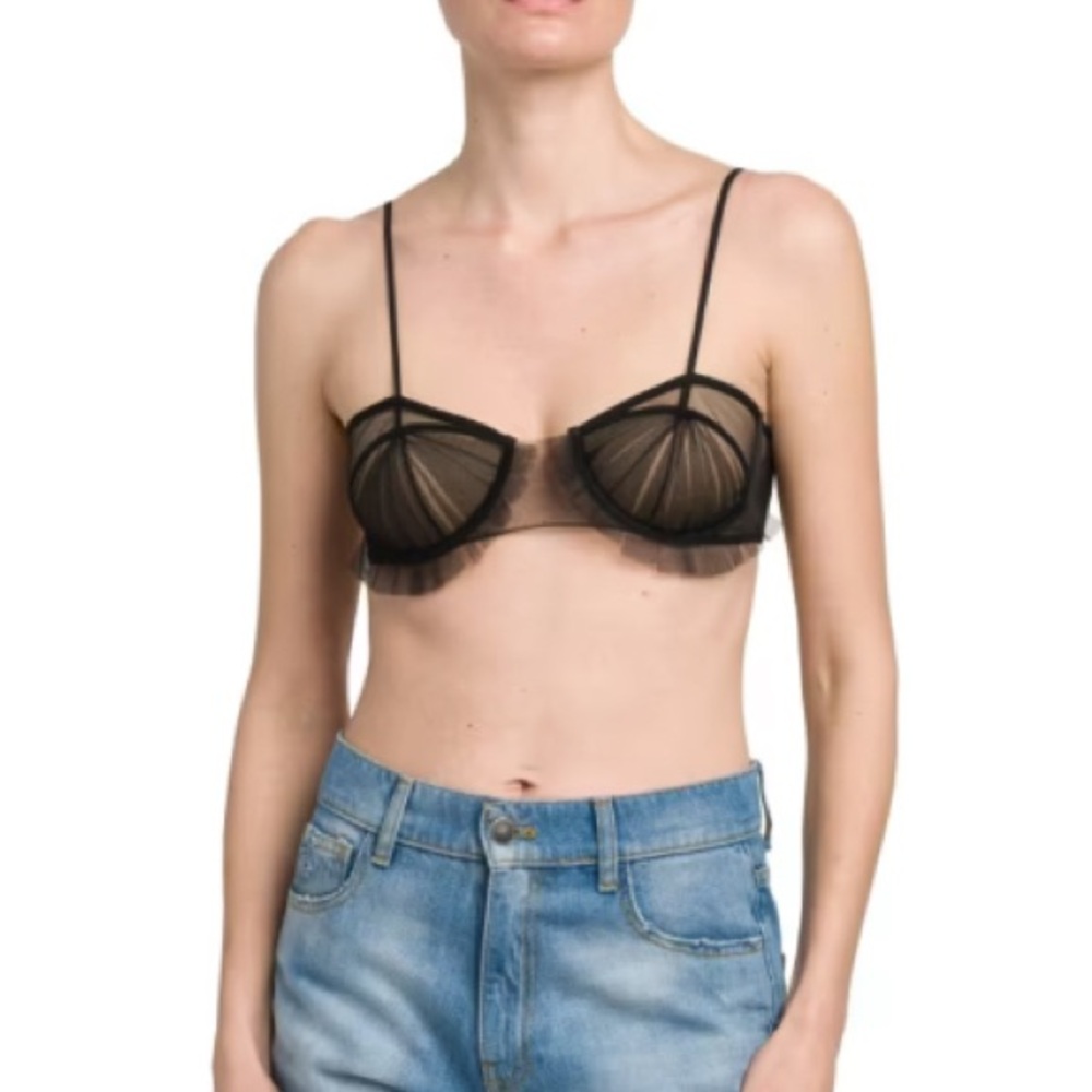 NWT Nensi Dojaka Exploding Flower Sheer Bralette Italy S